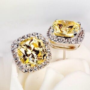 Yellow Citrine And Rhinestone Earrings